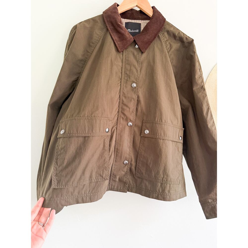 Madewell | NWT Waxed Zip Front Jacket in Trench Green | Sz XL - Picture 4 of 12